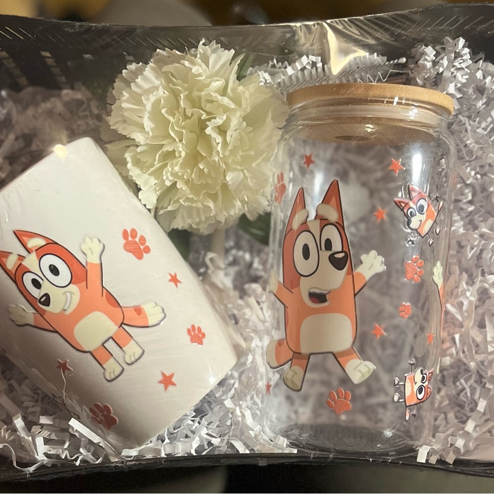 Cute Cartoon Bingo Mug and glass can cup w/lid Set